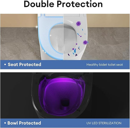 Smart Toilet with Bidet Built In, Bidet Toilet ADA Comfort Height Elongated One-Piece Toilet,Toilet With Bidet 3 Multi-Functional Cleaning Modes Night Light Heated Seat S20