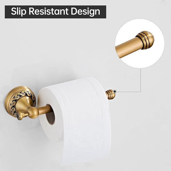 Antique Brass Toilet Paper Holder Hand Towel Ring, Brass Bathroom Accessories Set Towel Holder Toilet Paper Roll Holder, Antique Farmhouse Bathroom Hardware 2 Pieces Set Wall Mount Bronze