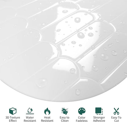 10-Sheet Upgraded Thicker Peel and Stick Kitchen Backsplash Tiles | Waterproof Self-Adhesive Vinyl Wall Tile Stick on Backsplash for Kitchen,Bathroom,Fireplace and RV(White,12"×12")