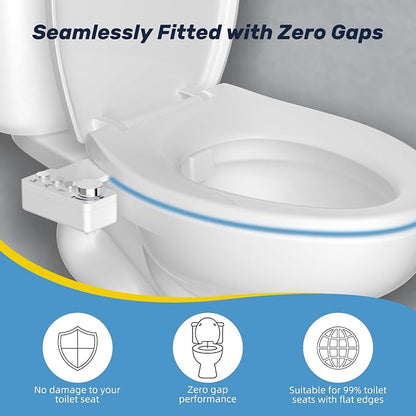 Bidet Attachment for Toilet Seat Non Electric Bidets Self Cleaning Sprayer | Dual Nozzle Water Pressure Bidet with Rear/Feminine Wash Spray-Adjustable Bidets Wash Butt Cleaner for Bathroom