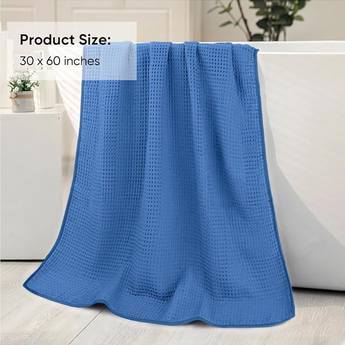 HOMEXCEL Waffle Bath Towels 4 Pack, Premium Microfiber Beach Towels, Ultra Soft, Lightweight, Highly Absorbent Quick Dry Towel for Bathroom, Beach, Pool, Shower and Spa, 30 x 60 Inch, Multicolor