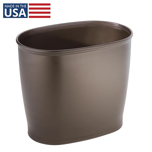 iDesign Slim Plastic Bathroom Trash Can, Bronze | Small Garbage Bin, For Bedroom, Office, Desk, Dorm