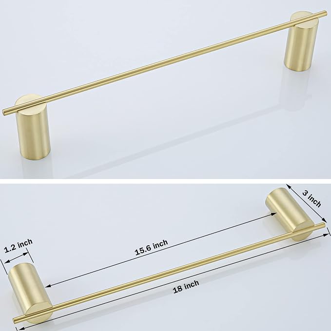 RANDOM Brushed Gold Towel Bar Rack Holder Rod 18 inch Hand Towel Holder for Bathroom Kitchen Hardware Accessories Wall Mount 96068-2-18BG