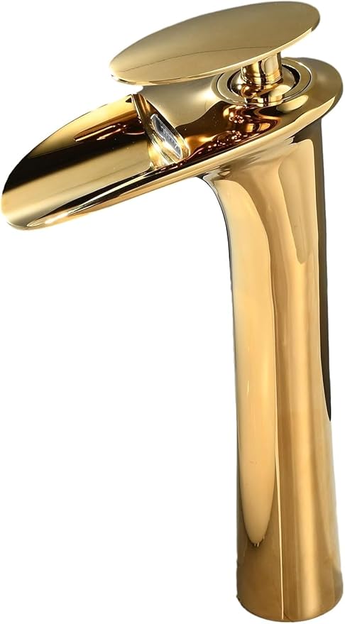 Luxury Gold Tall Bathroom Faucet - Modern Single Lever Sink Mixer Tap, Elegant Waterfall Design, Stylish Upgrade for Home, Single Hole Installation