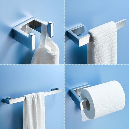 Fapully 5 Piece Bathroom Hardware Accessories Set Chrome Polish | Wall Mounted | Stainless Steel