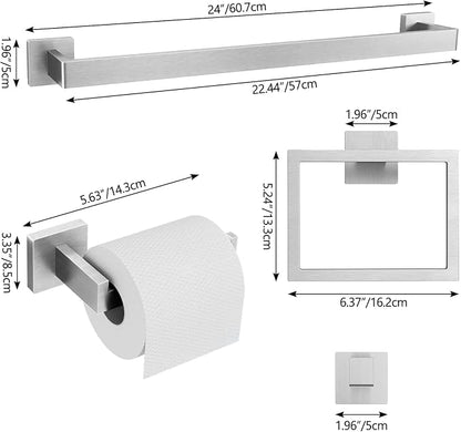 FEILERN 20-Piece Bathroom Hardware Set Brushed Nickel 24 Inch Towel Bar Set | Towel Bar, Towel Racks for Bathroom, Towel Hooks, Toilet Paper Holder, Square Towel Ring, Stainless Steel Wall Mounted