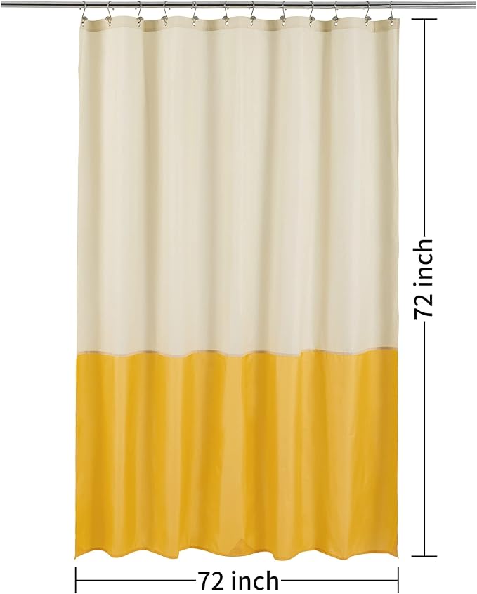 ALYVIA SPRING Waterproof Fabric Shower Curtain or Liner Cream/Yellow, 72x72 | 3 Magnets, Soft Cloth & Hotel Quality, Machine Washable, Light-Weight, Standard Size