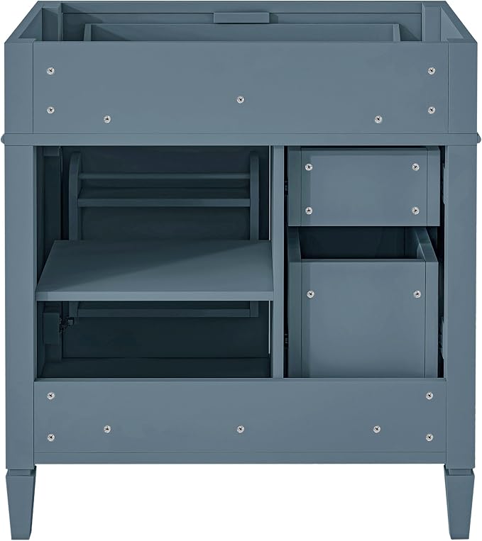 30" Bathroom Vanity Without Sink, Modern Solid Wood Storage Cabinet with 2 Drawers and Tip-Out Drawer, Cabinets Door Organizer & Adjustable Shelf, Soft-Close Doors, Easy to Assemble, Indigo
