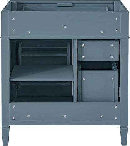 30" Bathroom Vanity Without Sink, Modern Solid Wood Storage Cabinet with 2 Drawers and Tip-Out Drawer, Cabinets Door Organizer & Adjustable Shelf, Soft-Close Doors, Easy to Assemble, Indigo
