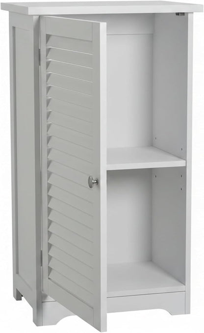 Lavish Home Bathroom Cabinet - Freestanding Storage Organizer for Towels or Laundry Room - Adjustable Shelf and Shutter Style Door (White)