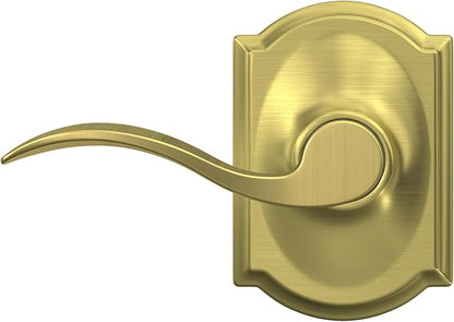 SCHLAGE Accent Lever with Camelot Trim Hall and Closet Lock in Satin Brass - F10 ACC 608 CAM