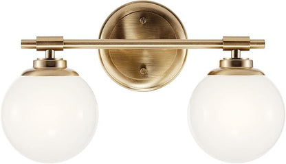 Kichler Benno 2-Light Vanity, Modern Light with Opal Glass in Champagne Bronze, for Bathroom or Powder Room (8.75" x 14.75"), 55171CPZ