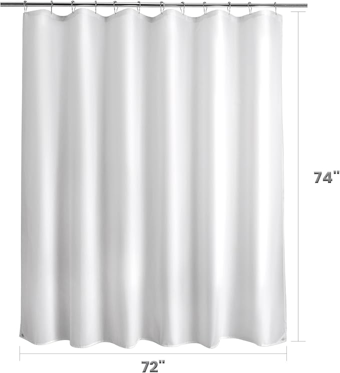 Titanker Waterproof Fabric Shower Curtain Liner Washable, 72x74 Inches, Cloth Shower Liner with Magnets, White Shower Liner Soft Fabric, Lightweight Shower Curtain Liner