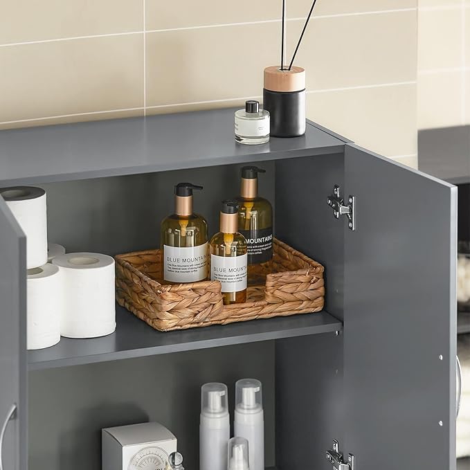 SoBuy Wall Cabinet Laundry Room, Medicine Cabinet for Bathroom Kitchen Garage,Floating Cabinet Hanging Storage with Adjustable Shelf, Grey FRG231-DG