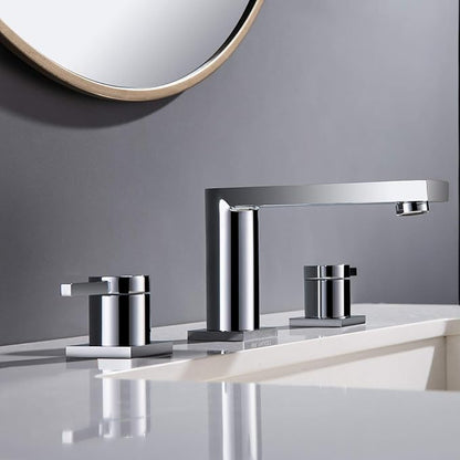 Luxury Brass Widespread Bathroom Sink Faucets for 3 Hole 2-Handle 8 Inch Deck Vanity Faucet & Stainless Steel Pop-up Drain Assembly, Chrome