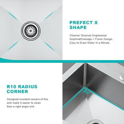 Handmade 15"x15" RV Drop-in Bar Sink Stainless Steel 2" Drain Hole | Compact Top Mount Basin, Suitable for RV, Campervan, Caravan, Boat, Mobile Tiny Kitchen