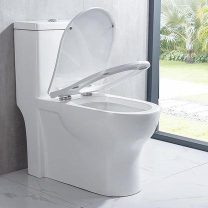 SADALAK Soft Close Quick Release Toilet Seat Elongated- Heavy Duty Adjustable Stainless Hinges, D/U Shape Toilet Seats Cover for Easy Cleaning & Simple Top Fixing - White Toilet Lid