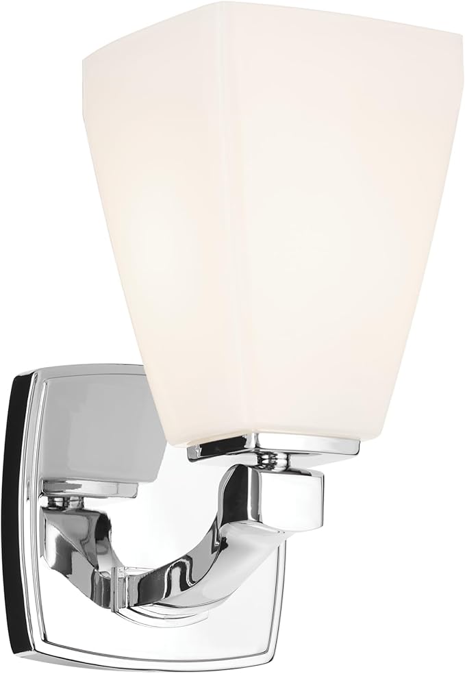 Kichler Marant 5" 1-Light Wall Sconce with Opal Glass in Chrome, for Bathroom, Powder Room, Hallway, Fireplace, (5" W x 9.5" H), 55214CH