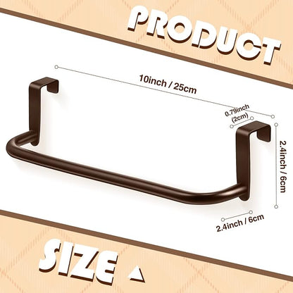 Patelai Over Cabinet Door Towel Bar, Metal Kitchen Rack,Brown | Hang Inside or Outside Cabinet for Hand Towels, No Drill Install, Bathroom Organizer, Saves Counter Space, Fits Doors