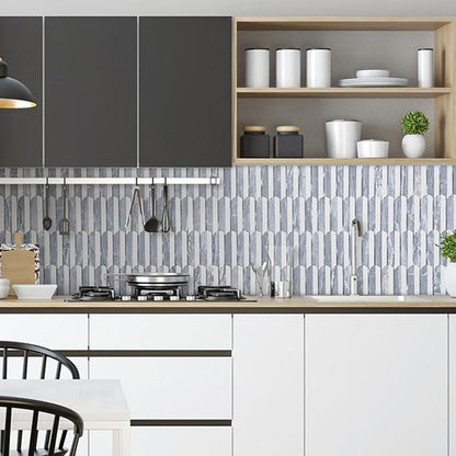 DICOFUN 10-Sheet Grey & White Peel and Stick Backsplash for Kitchen, PVC Stick on Backsplash Wall Tiles