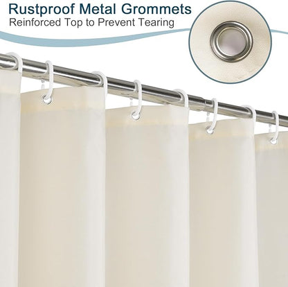 AooHome Extra Long Shower Curtain - Fabric Shower Curtain Liner with Hooks for Hotel, Weigthed Hem, Water Repellent, 72 x 84 Inch, Beige
