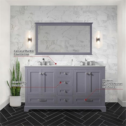 Dukes 60 in. W x 22 in. D Dark Grey Double Bath Vanity