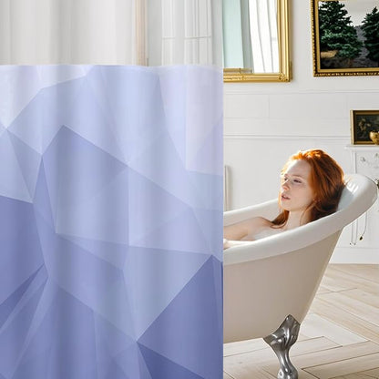 No Hook Shower Curtain with Snap in Liner Set, Light Blue, 71x74 | Waterproof Fabric for Bathroom, Modern Hotel Style Ombre Design, Mesh Top Window, Machine Washable, Quick Install