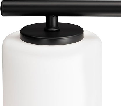 Progress Lighting Replay Collection 48 in. 6-Light Textured Black Etched White Glass Modern Bath Vanity Light