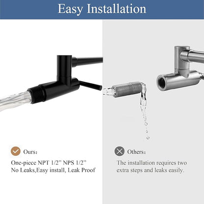 Faucets with Wall Mount Double Joint Swing Arms - Leak Free Design with High-Flow Aerators - Retractable & Folding for Space Saving