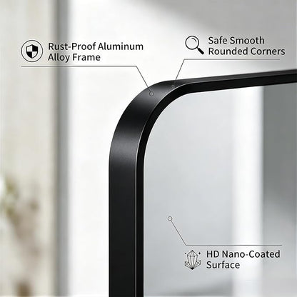 Bathroom Mirror 40"x40" Matte Black Rectangle Bathroom Wall Mirror for Over Sink, Modern Large Vanity Mirror, HD Tempered Glass, Anti-Rust Aluminum Alloy Frame, for Living Room, Bedroom, Entryway