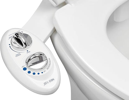 LUXE Bidet NEO 120 - Single Nozzle, Self-Cleaning, Non-Electric Bidet Attachment for Toilet Seat, Adjustable Water Pressure, Rear Wash (White)