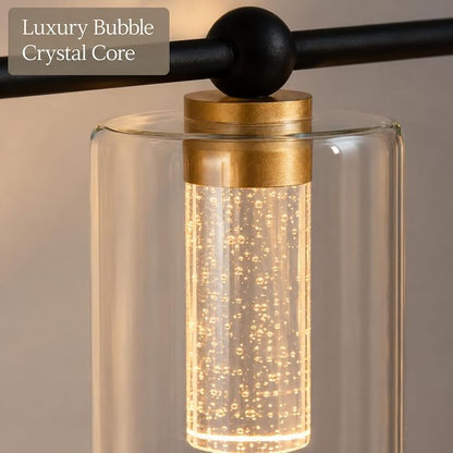 Black and Gold Vanity Light with 3 Color Modes, Eye Protection LED Bathroom Light Fixtures, Dimmable Modern Wall Light Over Mirror with Clear Glass Shade (Black & Gold, 6-Light)