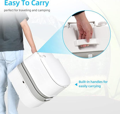 YITAHOME Portable Toilet 6.34 Gallon Camping Porta Potty with Paper | Leak-Proof Outdoor RV Porta Potty with Level Indicator, Rotating Spout, for Boating, Hiking, Trips, White