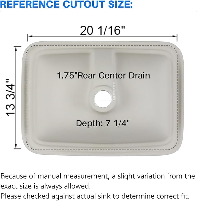 Enbol 22" x 15" Drop in Bathroom Sink White Rectangle Ceramic Sink Semi Recessed Vessel Sink Bathroom with Overflow O2215