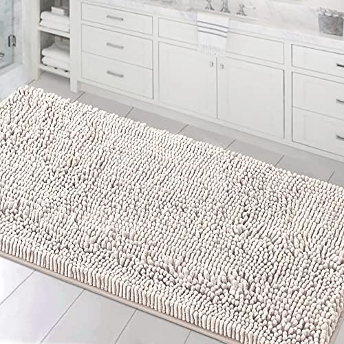 H.VERSAILTEX Bathroom Rugs Bath Mats Non Slip Chenille Bathroom Runner Rug 24x47 Extra Soft and Absorbent Shaggy Rugs Washable Dry Fast Plush Area Carpet Mats for Bath Room, Tub - Ivory