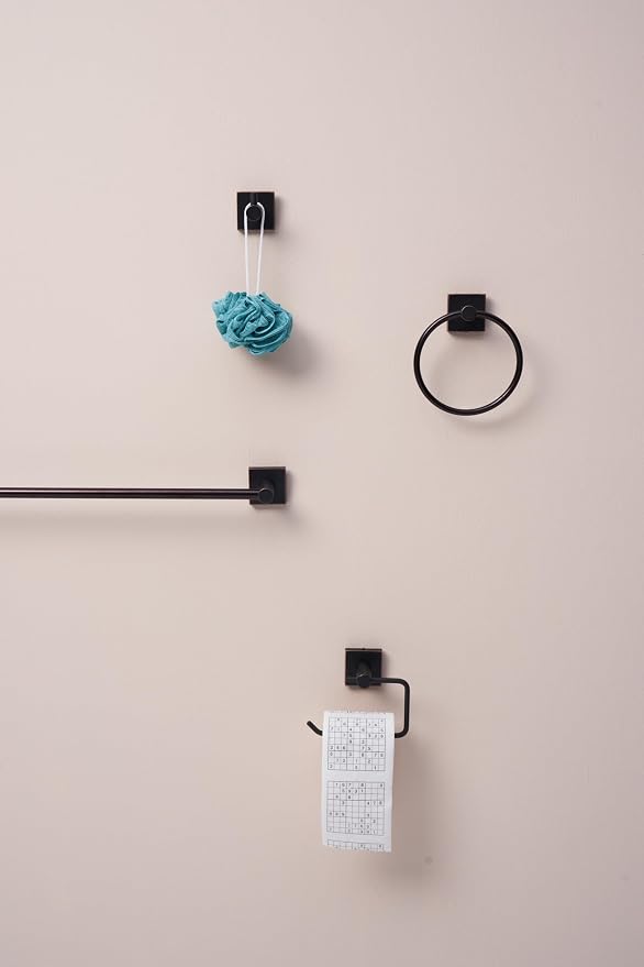 SENTO VINTO Bathroom Accessories Set, Heavy Duty Metal Bath Hardware Set Wall Mounted, Includes Robe Hook, Standard Toilet Paper Holder, Towel Ring, 24” Towel Bar (4-Piece, Oil Rubbed Bronze)