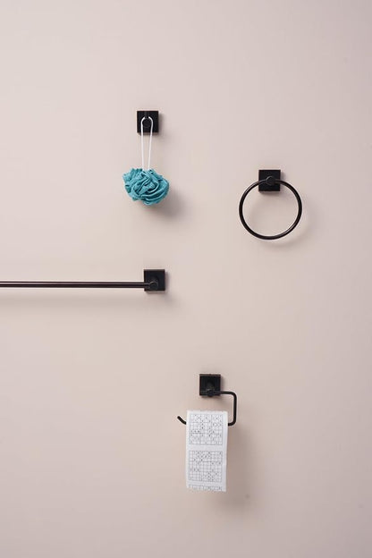 SENTO VINTO Bathroom Accessories Set, Heavy Duty Metal Bath Hardware Set Wall Mounted, Includes Robe Hook, Standard Toilet Paper Holder, Towel Ring, 24” Towel Bar (4-Piece, Oil Rubbed Bronze)