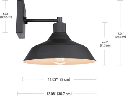 Globe Electric Modern Farmhouse Wall Sconce, Matte Black, 12 x 11 x 9 inches, Indoor/Outdoor, Kitchen, Porch Decor, 60W Bulb
