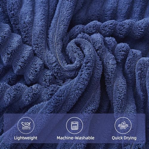 6 PC Bath Towel Set, 40"x80" Oversized Bath Sheets, Navy Blue
