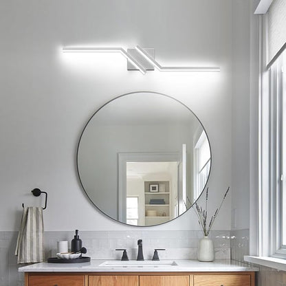 32 inch Modern Vanity Lights for Bathroom Nickel Bathroom Light Fixtures Dimmable LED Light for Restroom 6000K Cool White