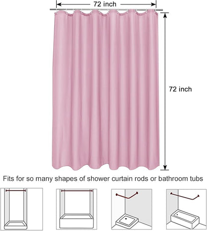 EurCross Pink Fabric Shower Curtain Liner 72 x 72 inches with Hooks, Water Resistant Chic Girlish Bathroom Décor for Bathroom Hotel Quality