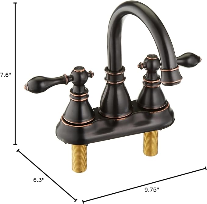 Bathroom Faucets, Centerset Lavatory Sink Faucet with 2 Handle, 3 Hole, Overflow Pop Up Drain & 4 Inch 360° Swivel Spout, F-4501-NB (Oil Rubbed Bronze)