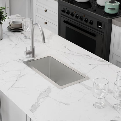 10x18In Stainless Steel Kitchen And Bar Sink, Undermount, Single Bowl | Small Kitchen And Bar Sink Set, Include SS Grid,Silicone Mat And Drain Assembly, Ideal Choice For Small Space
