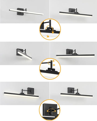 Modern LED Vanity Light,23.6‘’ Adjustable & Rotatable Bathroom Light Fixture Above Mirror, Wall Sconce, Black