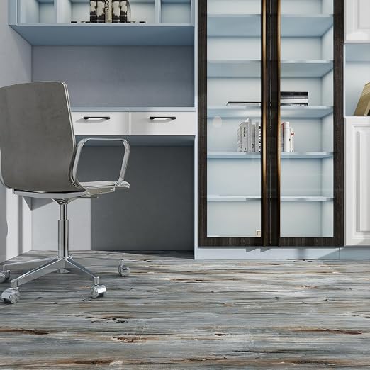 Wood Grain Peel and Stick Floor Tiles, 11.8" W × 394" L, Tide‑Washed | Soft wood‑look finish, Good for renters and DIY users, Non‑slip texture, Waterproof, Budget‑friendly option, Easy to use