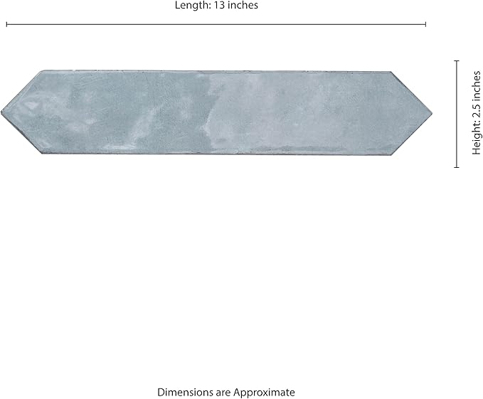 M S International Renzo Denim Glossy Ceramic Picket Wall Tile for Bathroom, Kitchen Backsplash, Accent Wall, and Shower - Sample