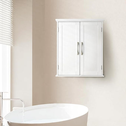 Teamson Home Newport Removable Wall Cabinet with Double Doors- White