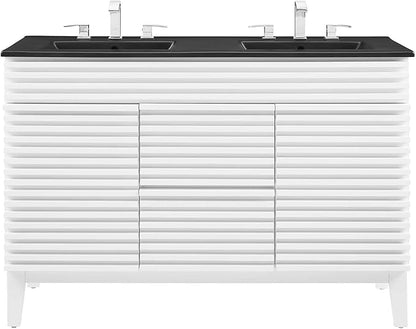 Modway Render 48" Double Bathroom Vanity in White Black