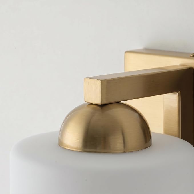 mirrea 1-Light Brushed Gold Bathroom Vanity Light with White Glass Shade | Over Mirror,Wall Sconce,ETL listed,Bathroom Lighting Fixtures,Elegant Design,Milk White Glass Shade,Easy Installation