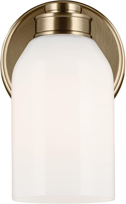Kichler Shae 5" 1-Light Wall Sconce with White Opal Glass in Champagne Bronze, Modern, for Vanity, Fireplace, Buffet, Hallway, Vanity Mirror, (8.25" H x 5" W), 55200CPZ